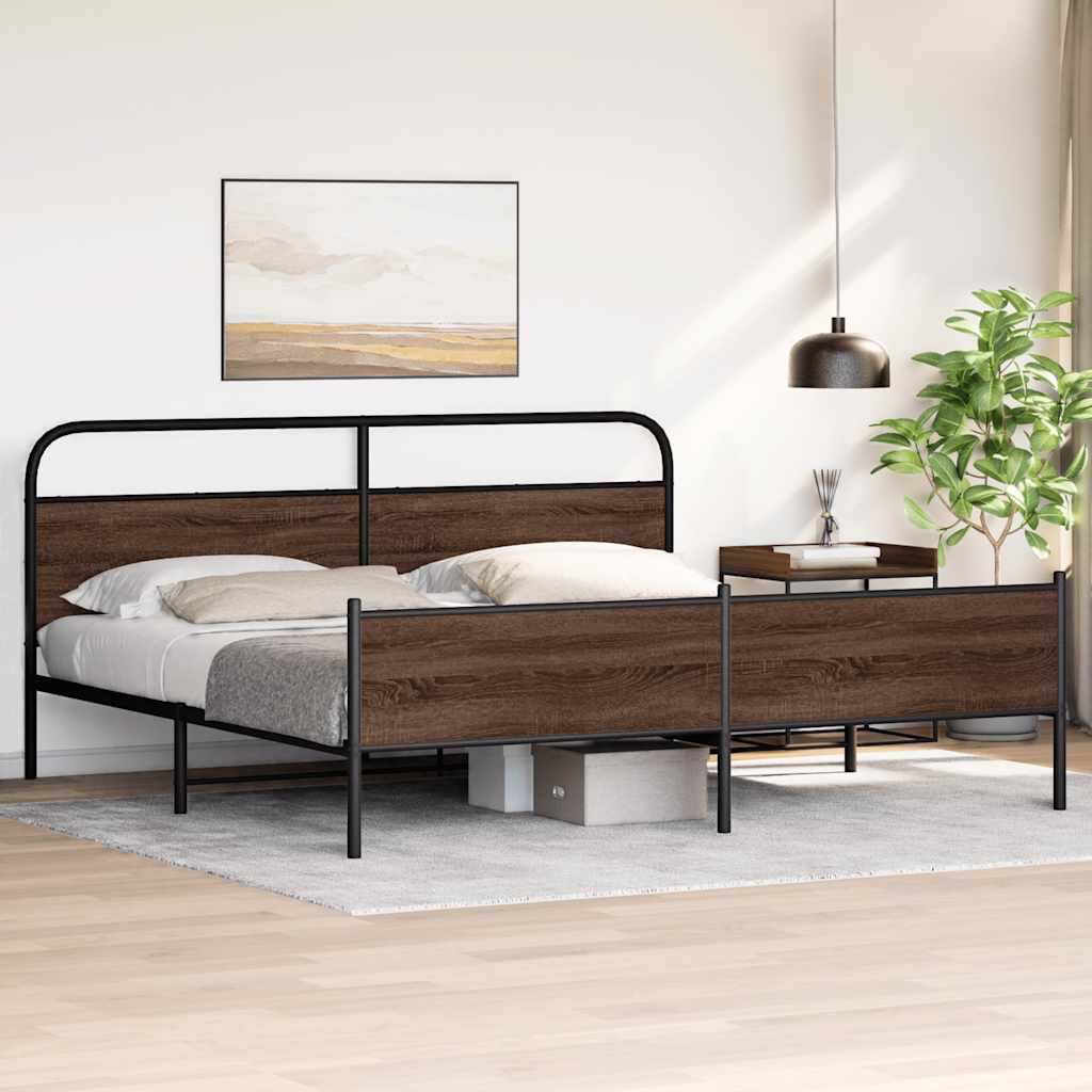 Cadre de lit en métal sans matelas chêne marron 200x200 cm - XIOS