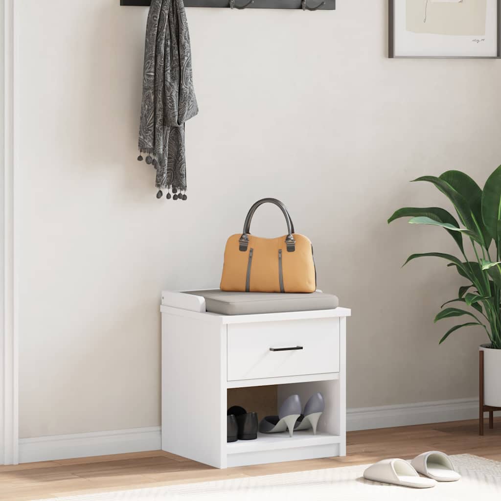 Banc de couloir SANDNES blanc 45x40x50 cm bois de pin massif - XIOS