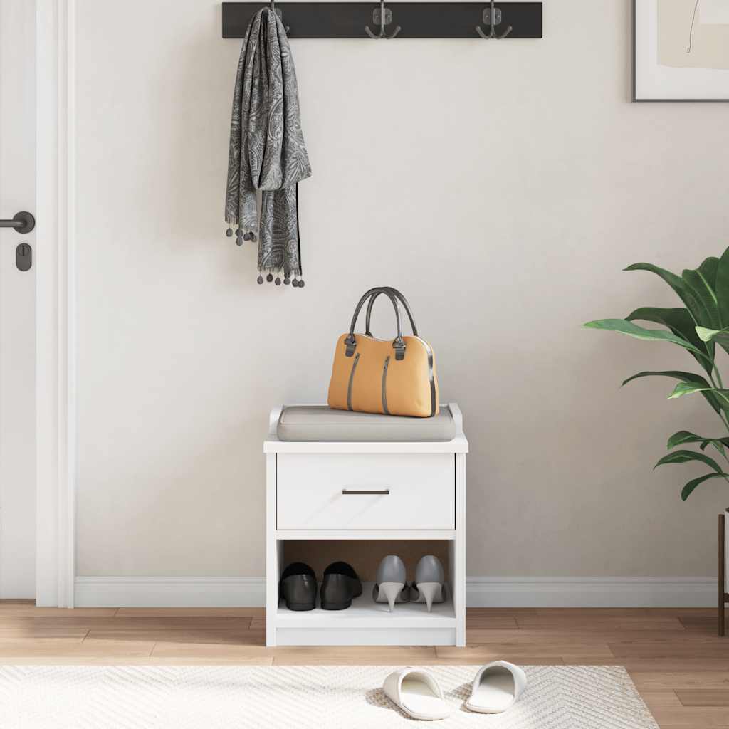 Banc de couloir SANDNES blanc 45x40x50 cm bois de pin massif - XIOS