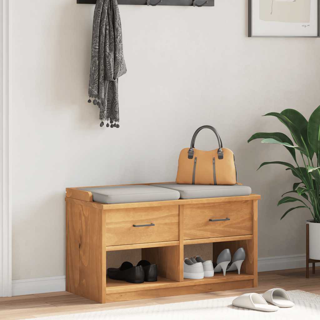 Banc de couloir SANDNES 87x40x50 cm bois de pin massif - XIOS
