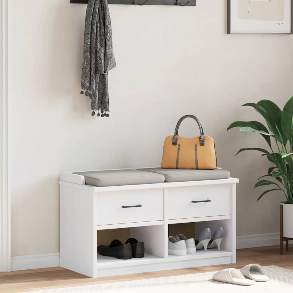 Banc de couloir SANDNES blanc 87x40x50 cm bois de pin massif - XIOS