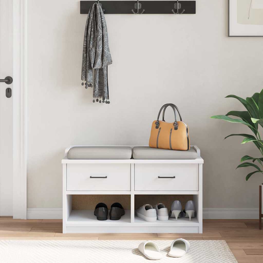 Banc de couloir SANDNES blanc 87x40x50 cm bois de pin massif - XIOS