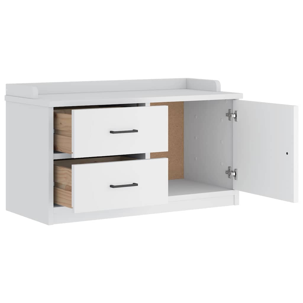 Banc de couloir SANDNES blanc 87x40x50 cm bois de pin massif - XIOS