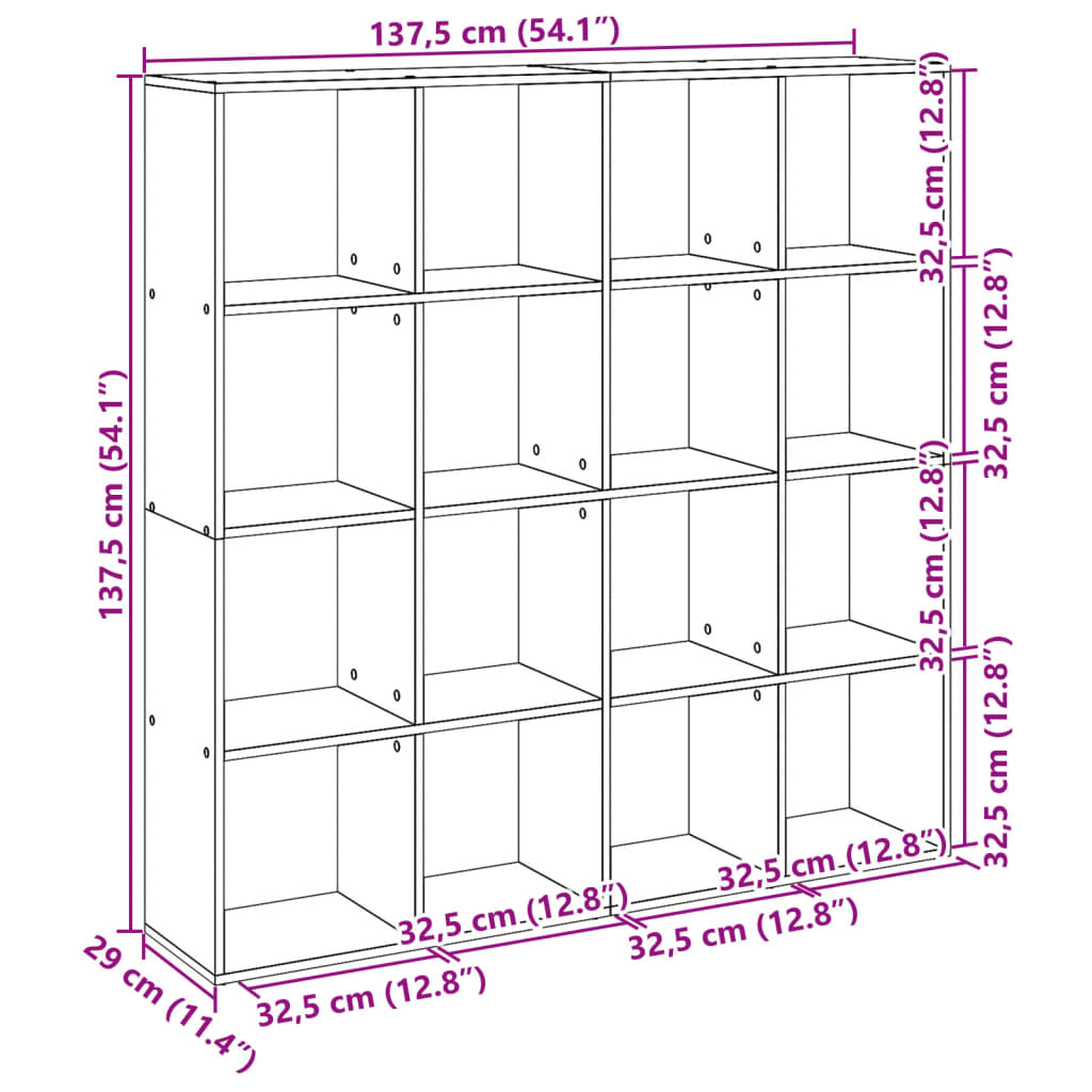 Bibliothèque blanc 137,5x29x137,5 cm bois d'ingénierie - XIOS