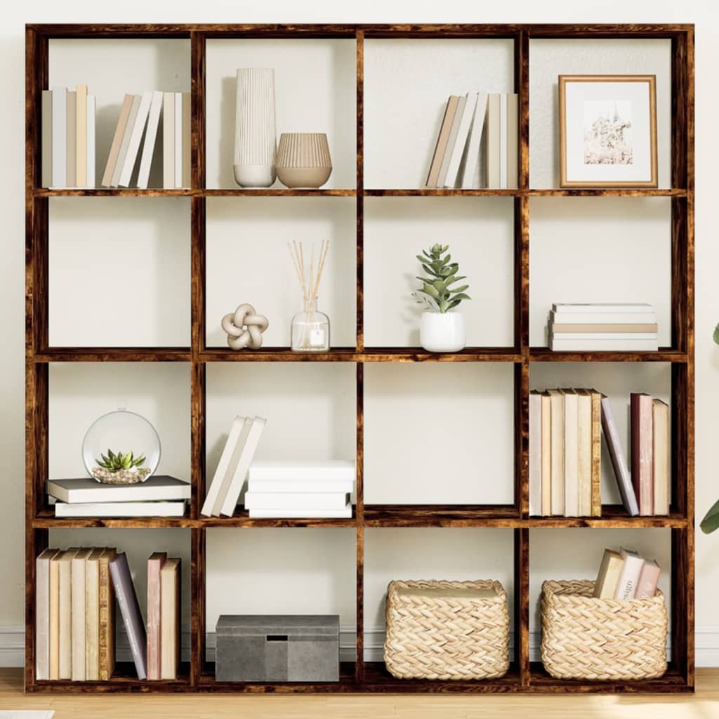 Bibliothèque chêne fumé 137,5x29x137,5 cm bois d'ingénierie - XIOS
