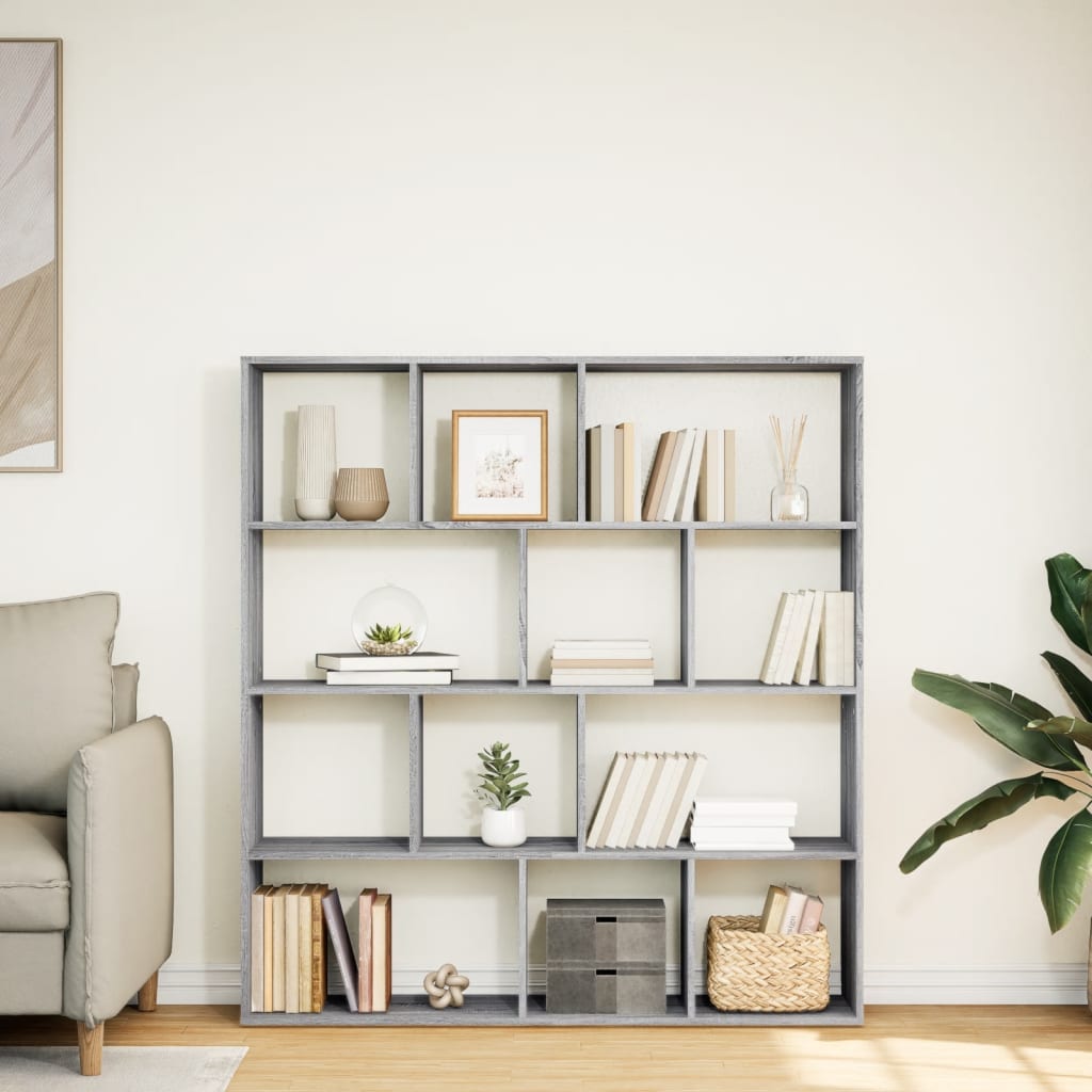 Bibliothèque sonoma gris 132x29x141,5 cm bois d'ingénierie - XIOS