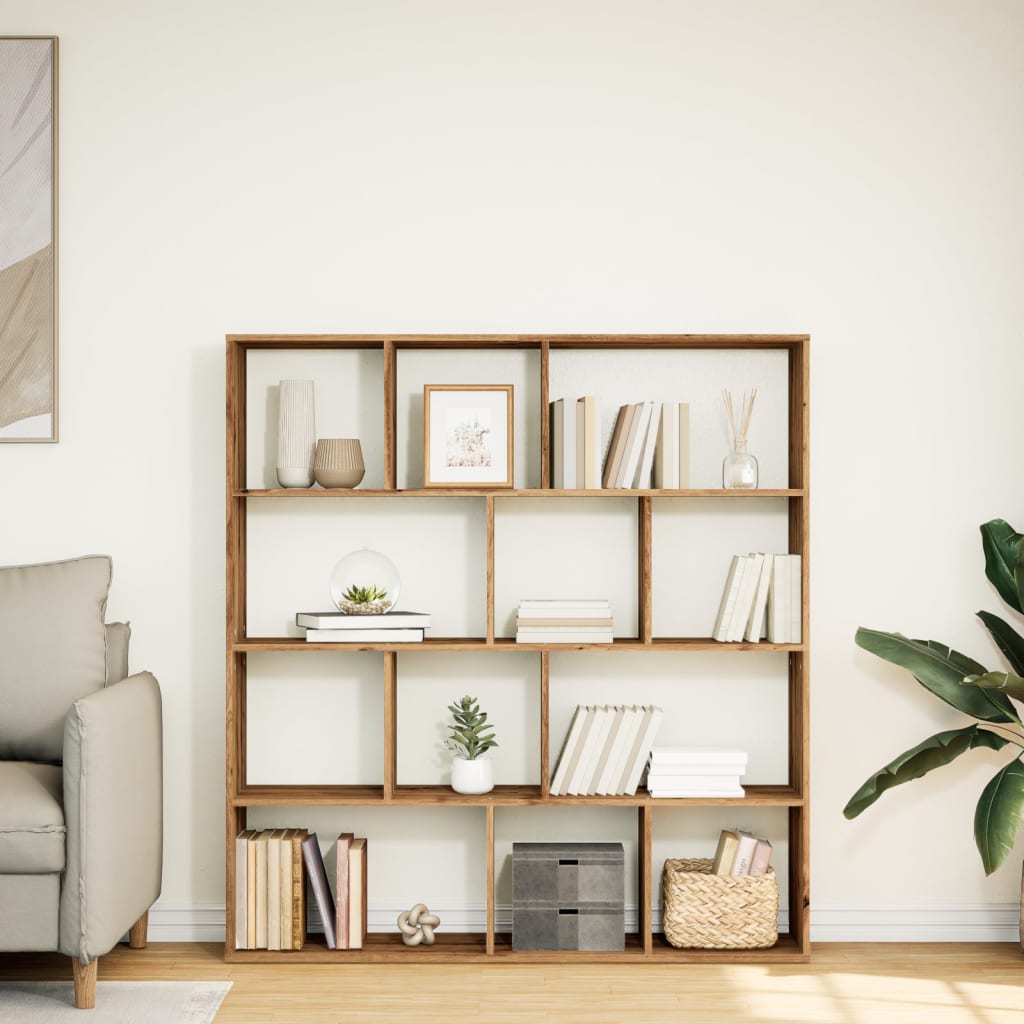 Bibliothèque chêne artisanal 132x29x141,5 cm bois d'ingénierie - XIOS