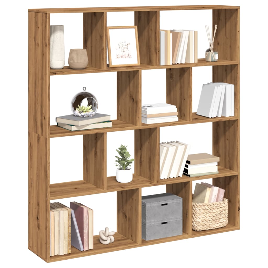 Bibliothèque chêne artisanal 132x29x141,5 cm bois d'ingénierie - XIOS