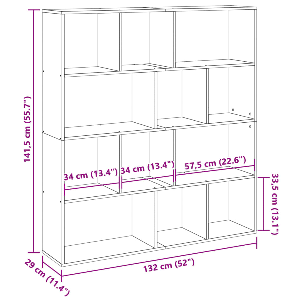 Bibliothèque chêne artisanal 132x29x141,5 cm bois d'ingénierie - XIOS