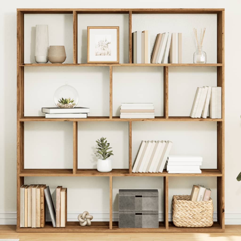 Bibliothèque chêne artisanal 132x29x141,5 cm bois d'ingénierie - XIOS