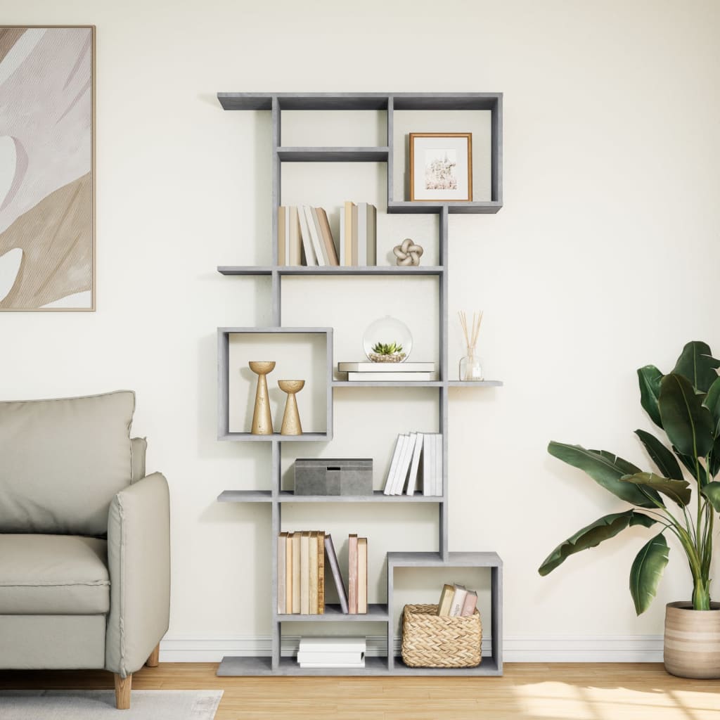 Bibliothèque gris béton 92x29x188 cm bois d'ingénierie - XIOS