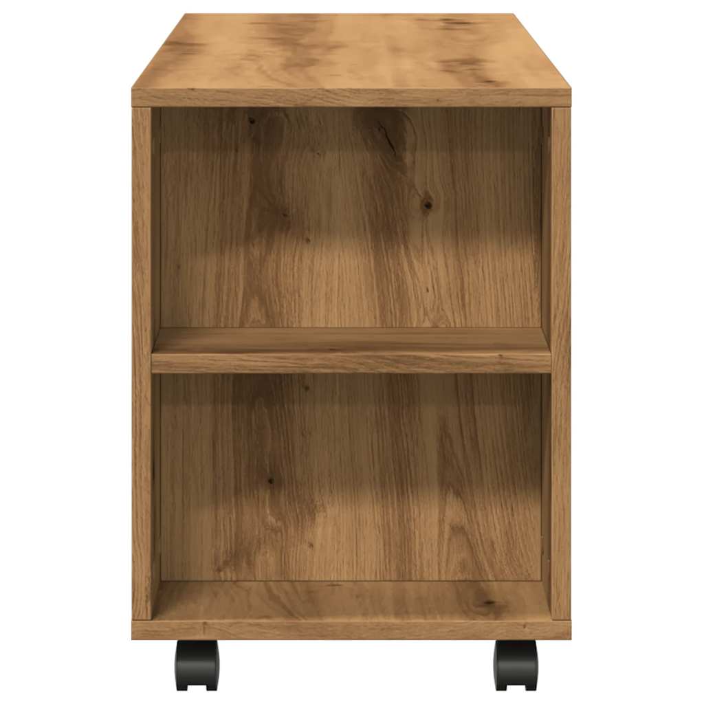 Meuble TV avec roulettes chêne artisanal bois d'ingénierie - XIOS