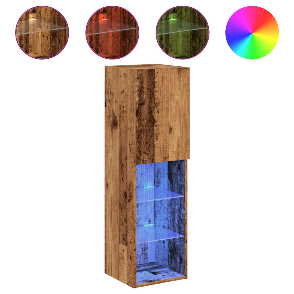 Meuble TV avec lumières LED vieux bois 30,5x30x102 cm - XIOS
