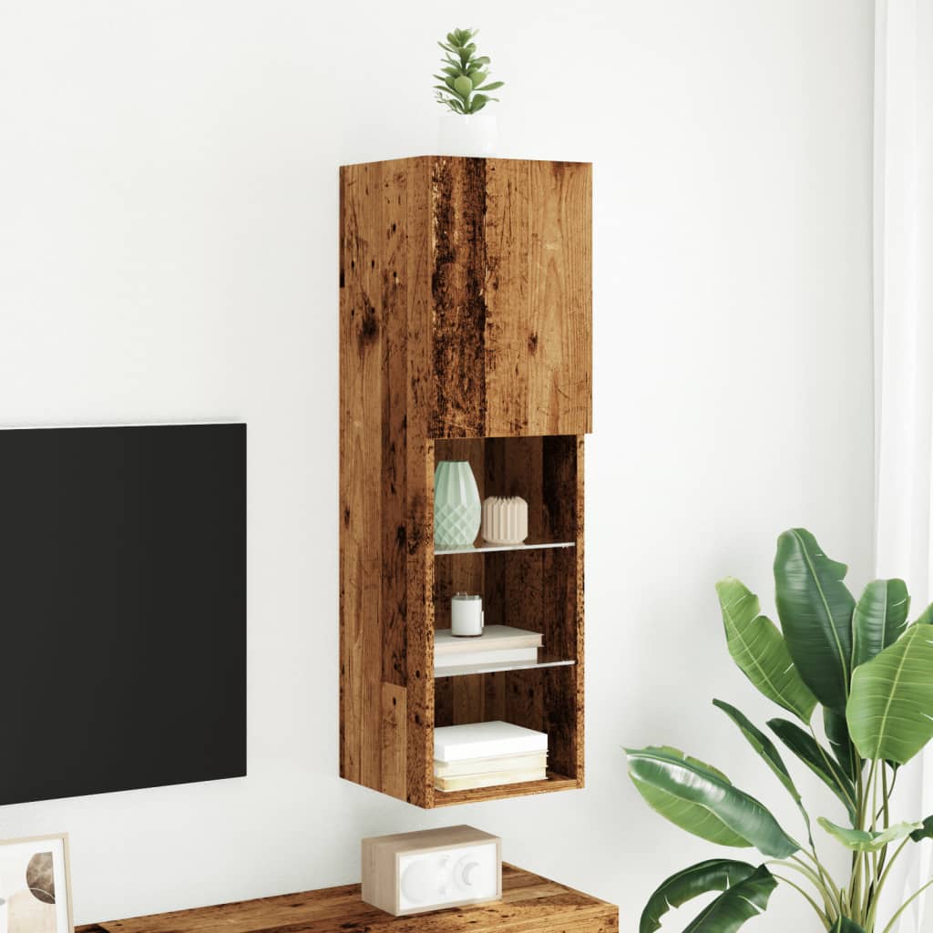 Meuble TV avec lumières LED vieux bois 30,5x30x102 cm - XIOS