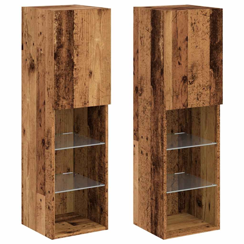 Meubles TV avec lumières LED 2 pcs vieux bois 30,5x30x102 cm - XIOS