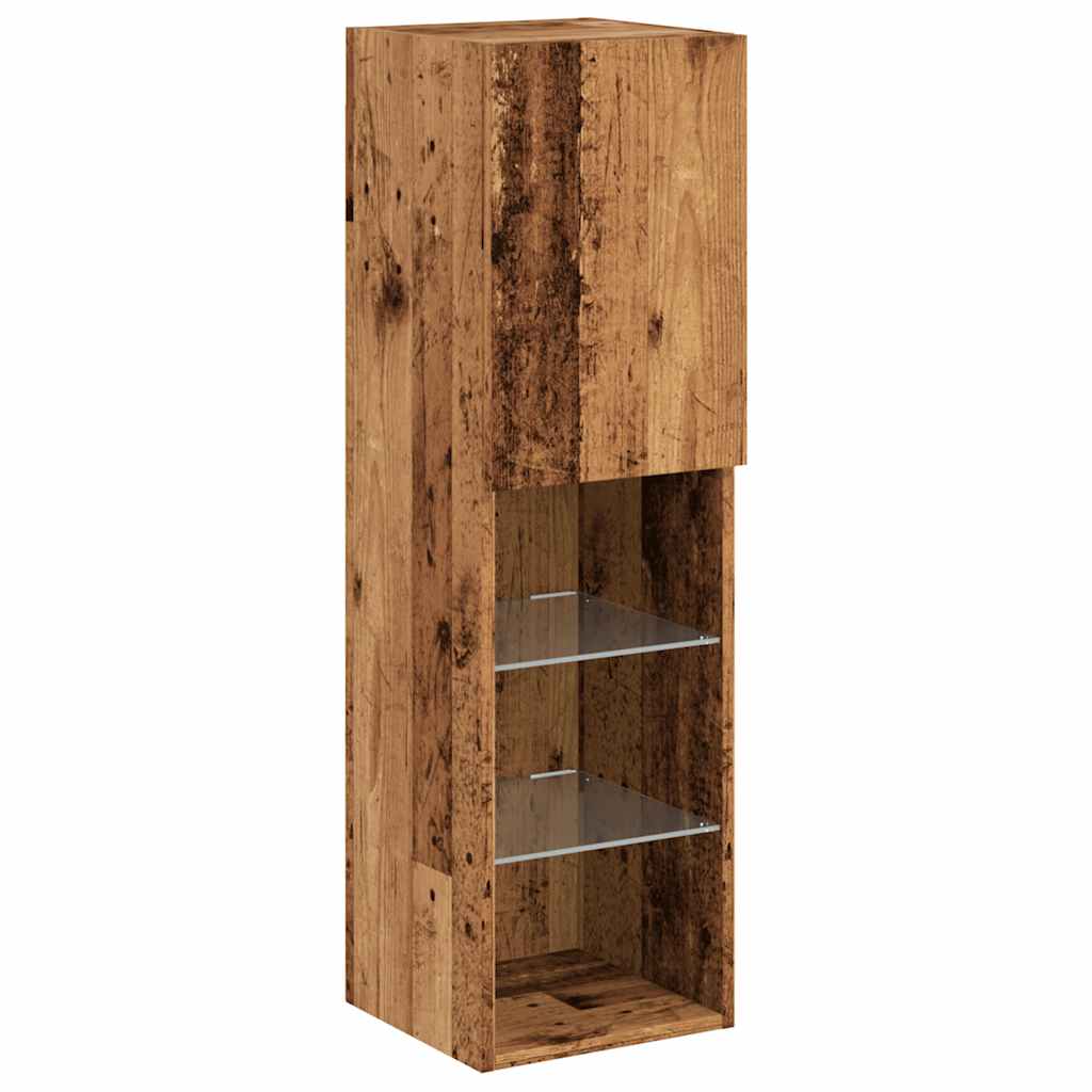 Meubles TV avec lumières LED 2 pcs vieux bois 30,5x30x102 cm - XIOS