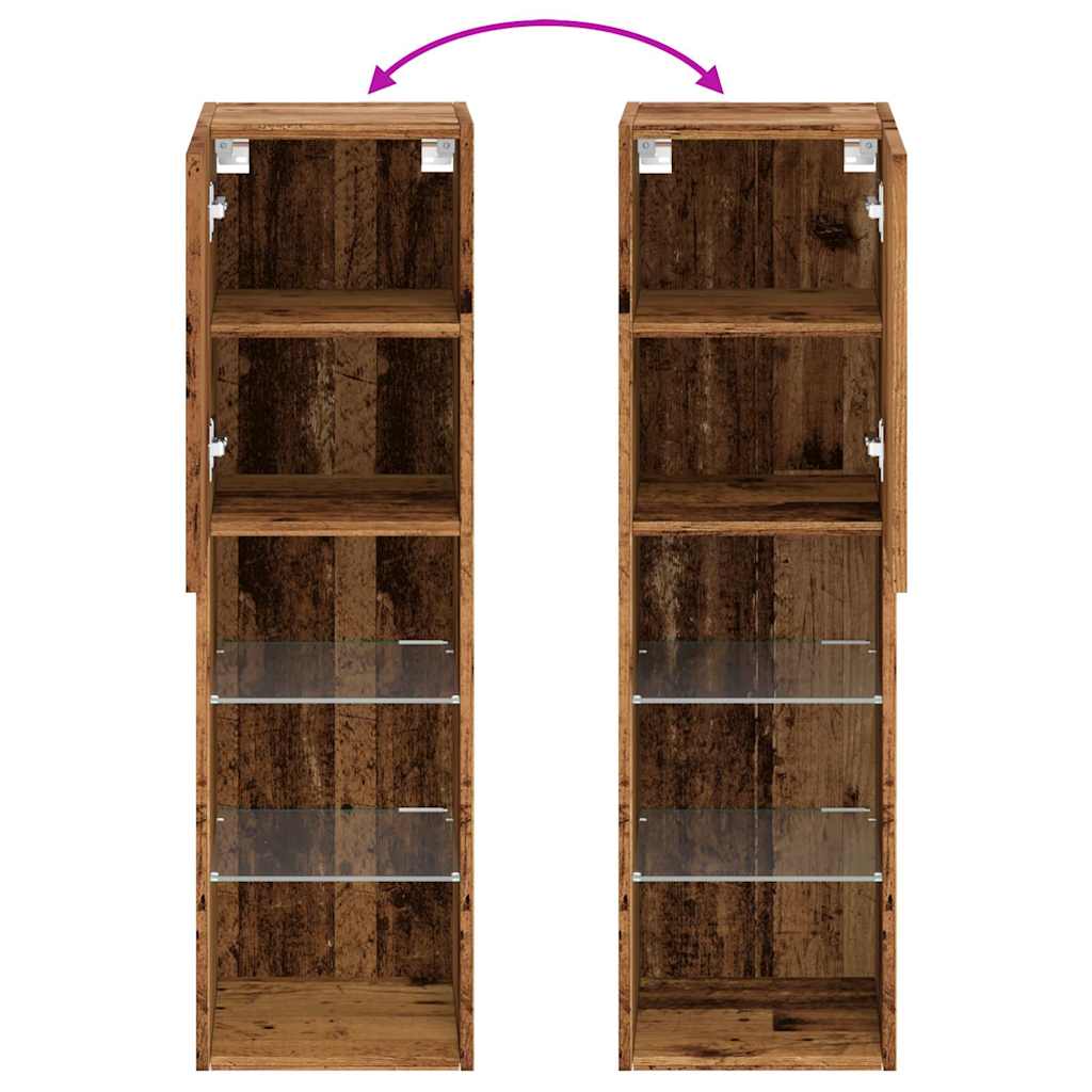 Meubles TV avec lumières LED 2 pcs vieux bois 30,5x30x102 cm - XIOS