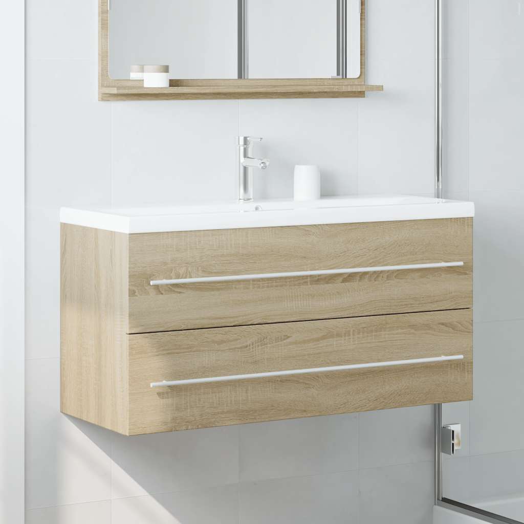 Armoire d'évier Chêne sonoma 100x38,5x48 cm Aggloméré Ensembles de mobilier pour salles de bains vidaXL