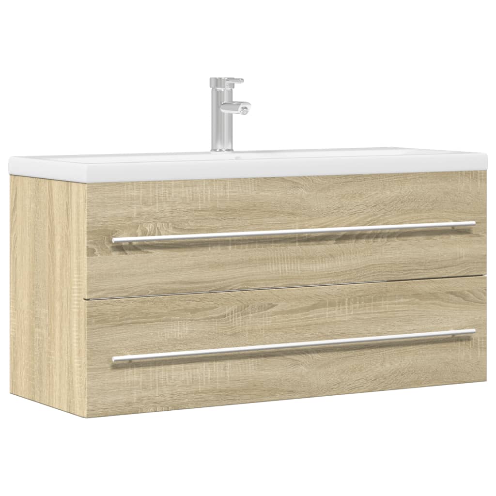 Armoire d'évier Chêne sonoma 100x38,5x48 cm Aggloméré Ensembles de mobilier pour salles de bains vidaXL
