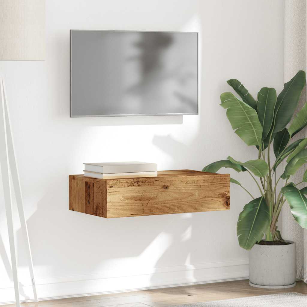 Meuble TV avec éclairage LED vieux bois 60x35x15,5 cm - XIOS