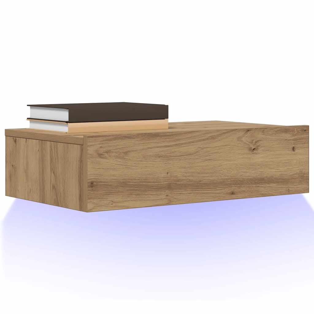 Meuble TV avec éclairages LED chêne artisanal 60x35x15,5 cm - XIOS