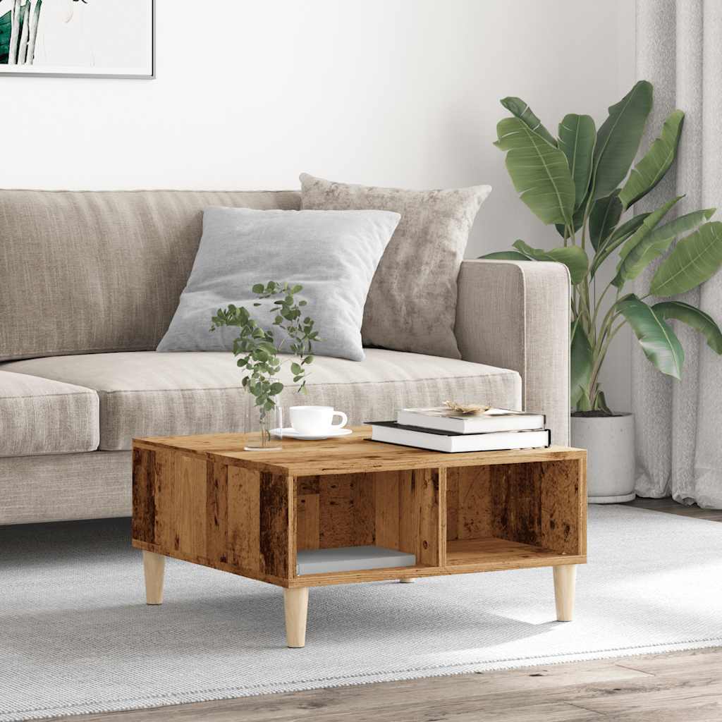 Table basse vieux bois 60x60x30 cm bois d'ingénierie - XIOS