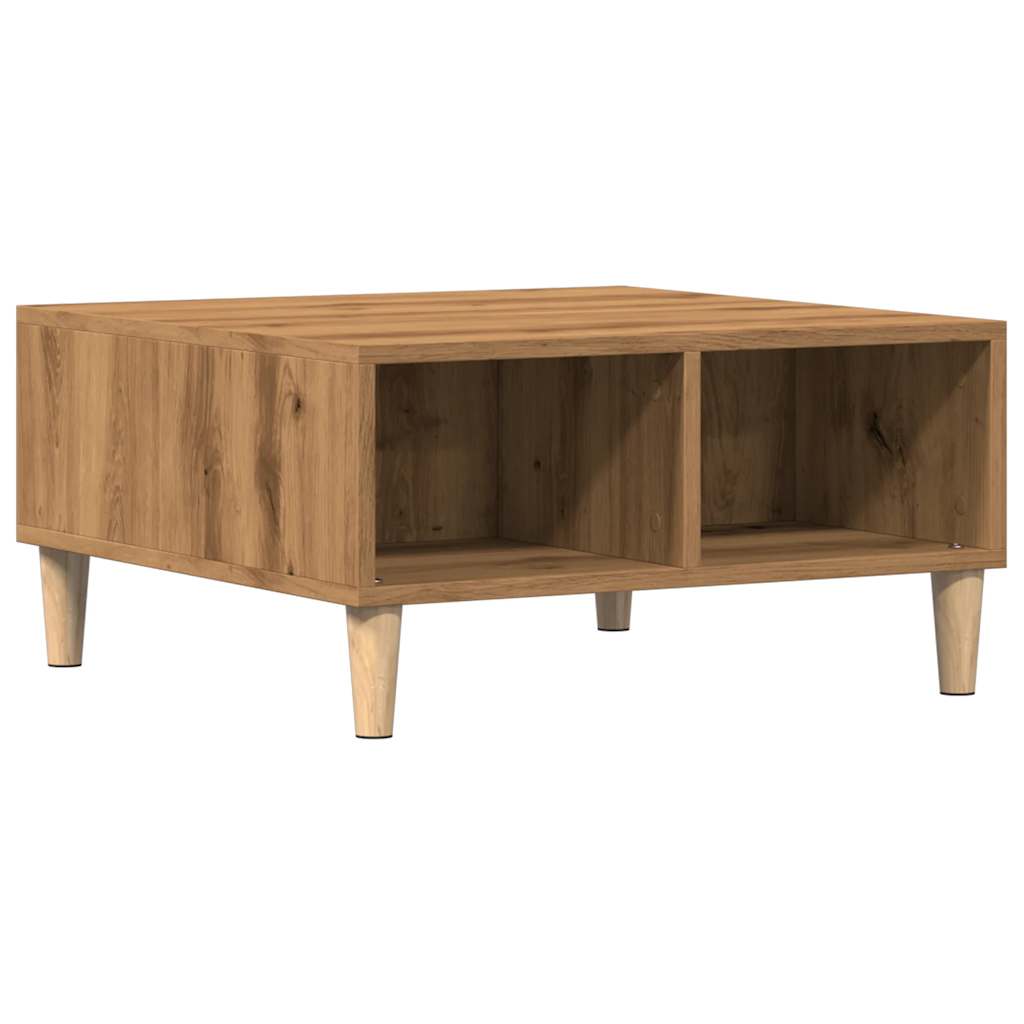 Table basse chêne artisanal 60x60x30 cm bois d'ingénierie - XIOS