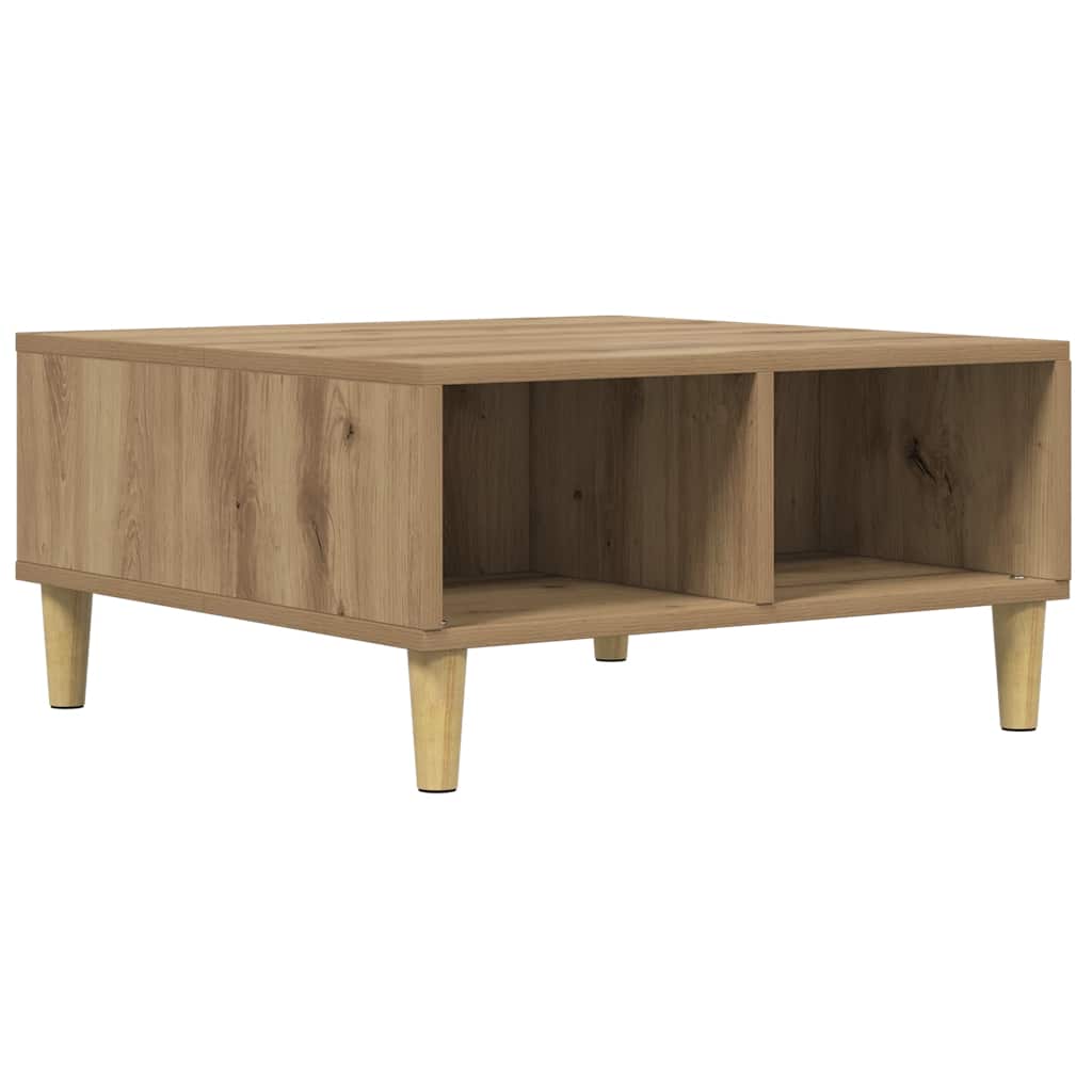 Table basse chêne artisanal 60x60x30 cm bois d'ingénierie - XIOS