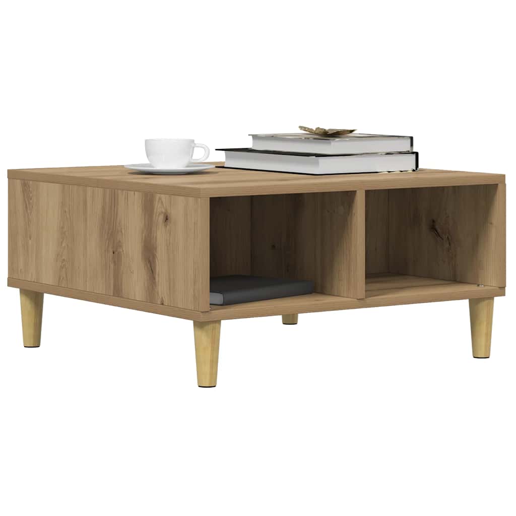 Table basse chêne artisanal 60x60x30 cm bois d'ingénierie - XIOS
