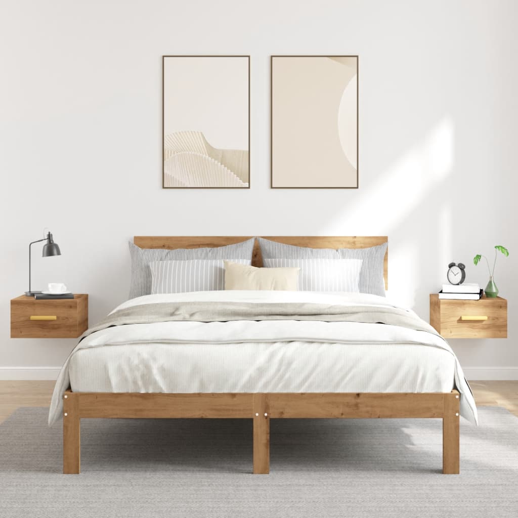 Tables de chevet murales 2 pcs chêne artisanal 35x35x20 cm - XIOS