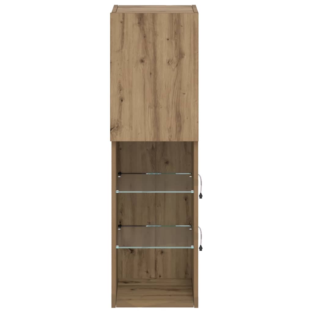 Meuble TV avec lumières LED chêne artisanal 30,5x30x102 cm - XIOS
