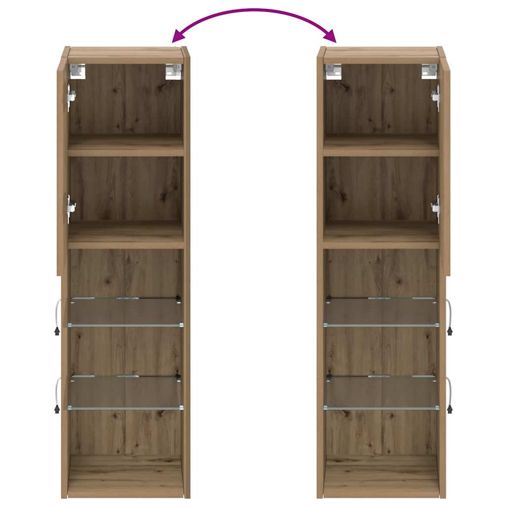Meuble TV avec lumières LED chêne artisanal 30,5x30x102 cm - XIOS