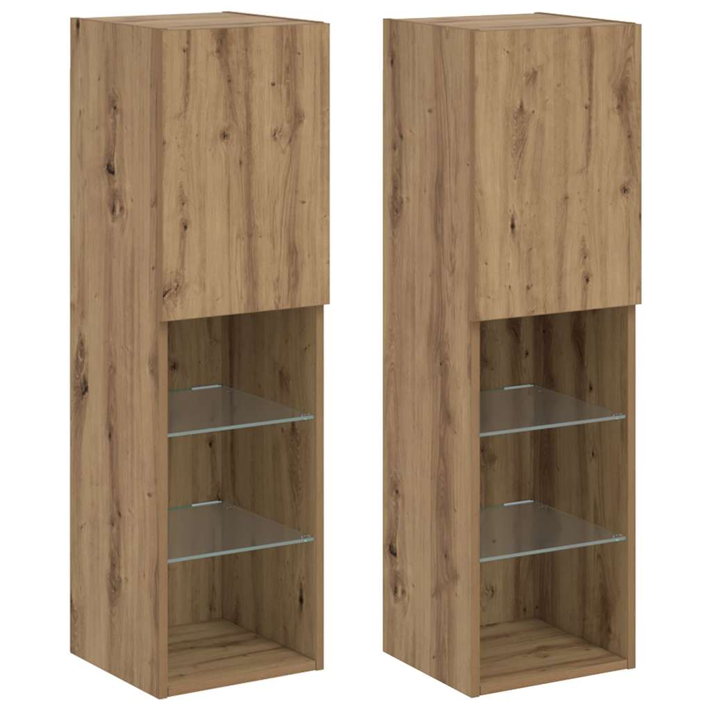 Meubles TV avec lumières LED 2pcs chêne artisanal 30,5x30x102cm - XIOS