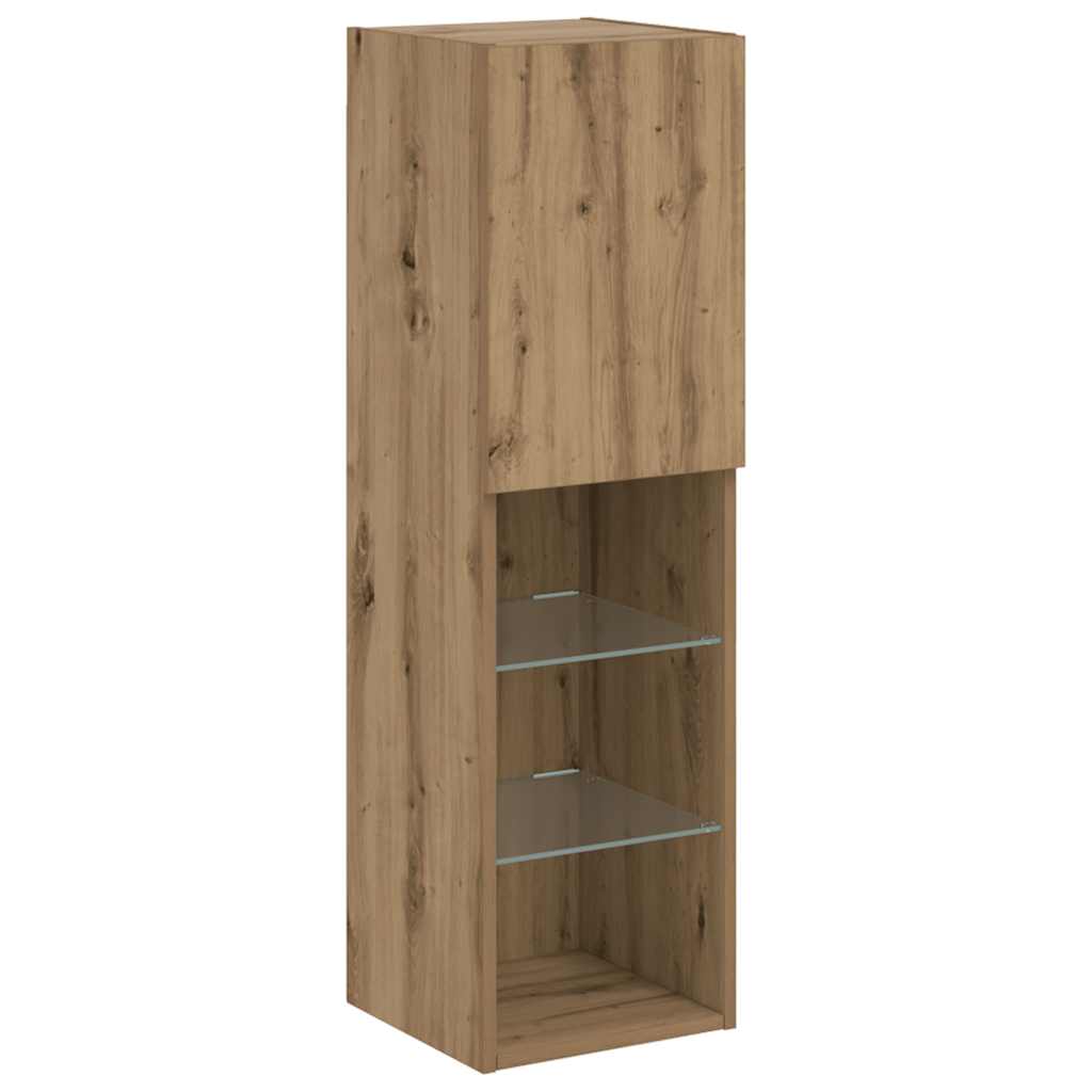 Meubles TV avec lumières LED 2pcs chêne artisanal 30,5x30x102cm - XIOS