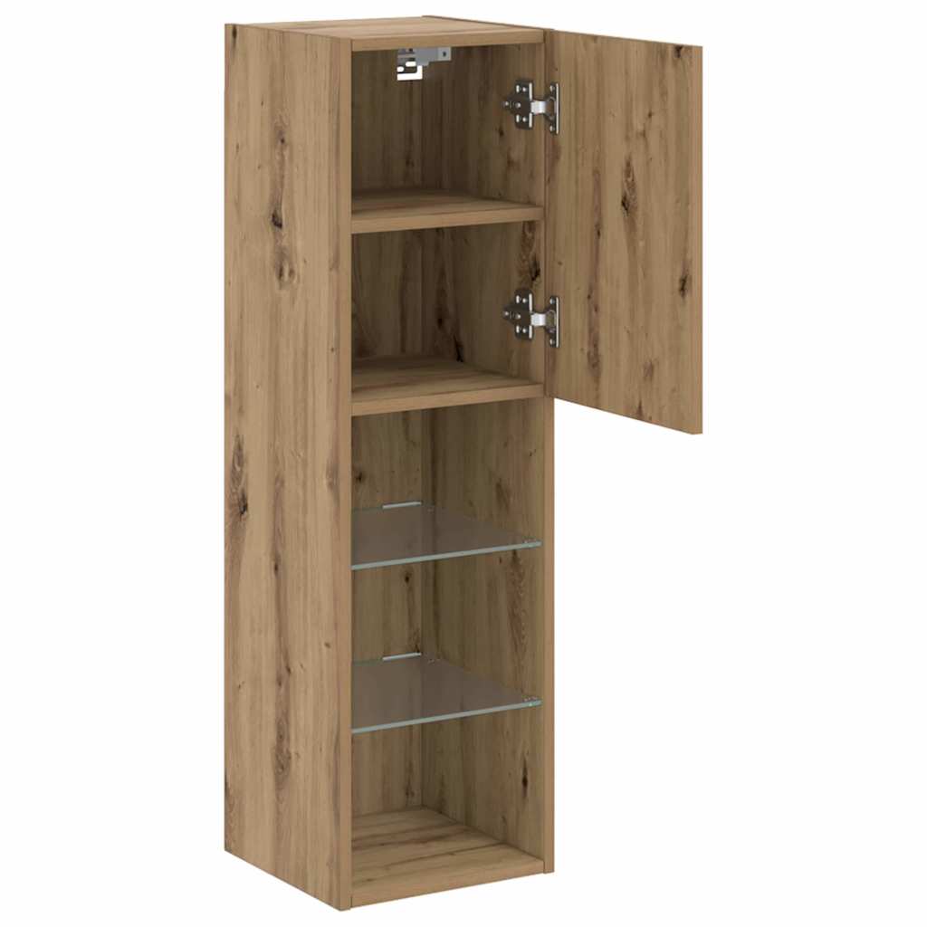 Meubles TV avec lumières LED 2pcs chêne artisanal 30,5x30x102cm - XIOS