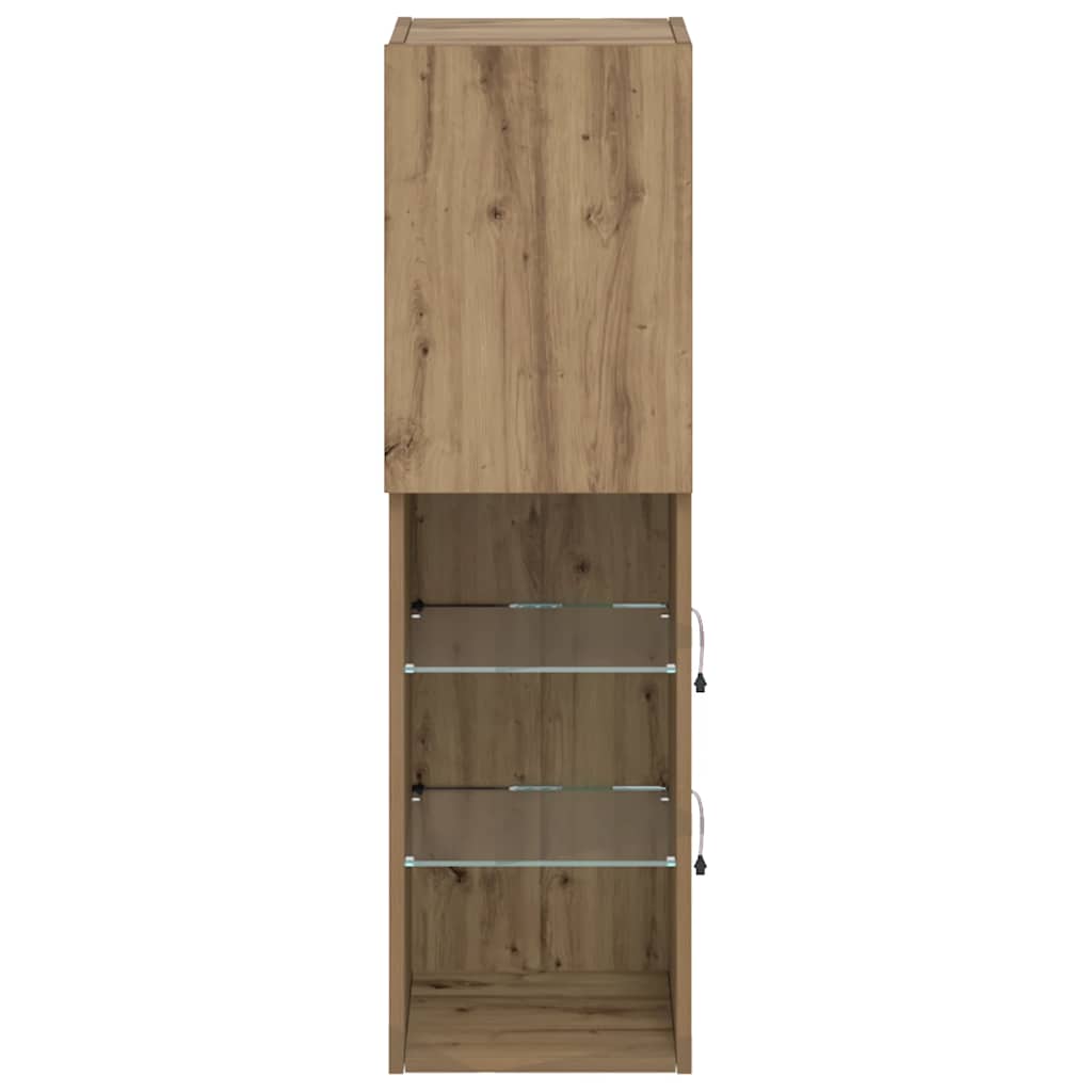 Meubles TV avec lumières LED 2pcs chêne artisanal 30,5x30x102cm - XIOS