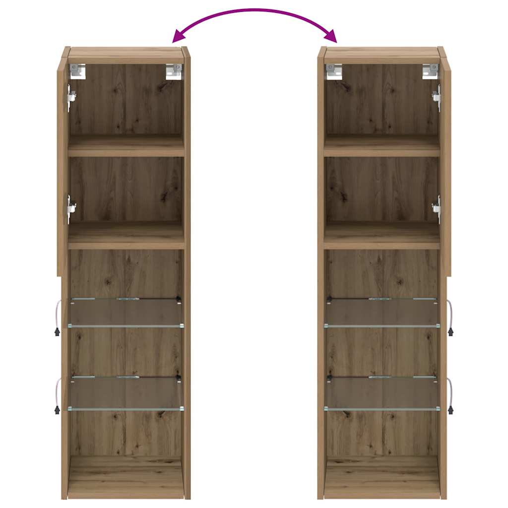 Meubles TV avec lumières LED 2pcs chêne artisanal 30,5x30x102cm - XIOS