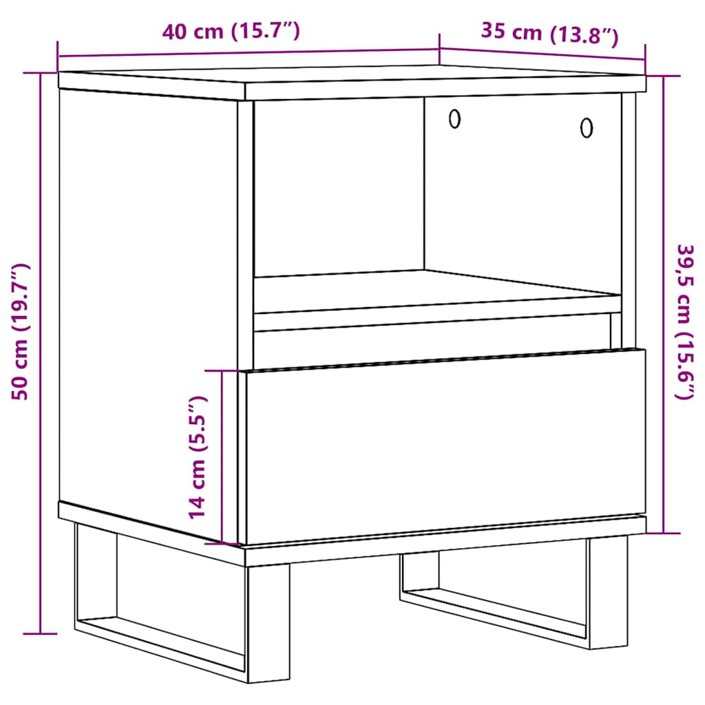 Table de chevet vieux bois 40x35x50 cm bois d’ingénierie - XIOS