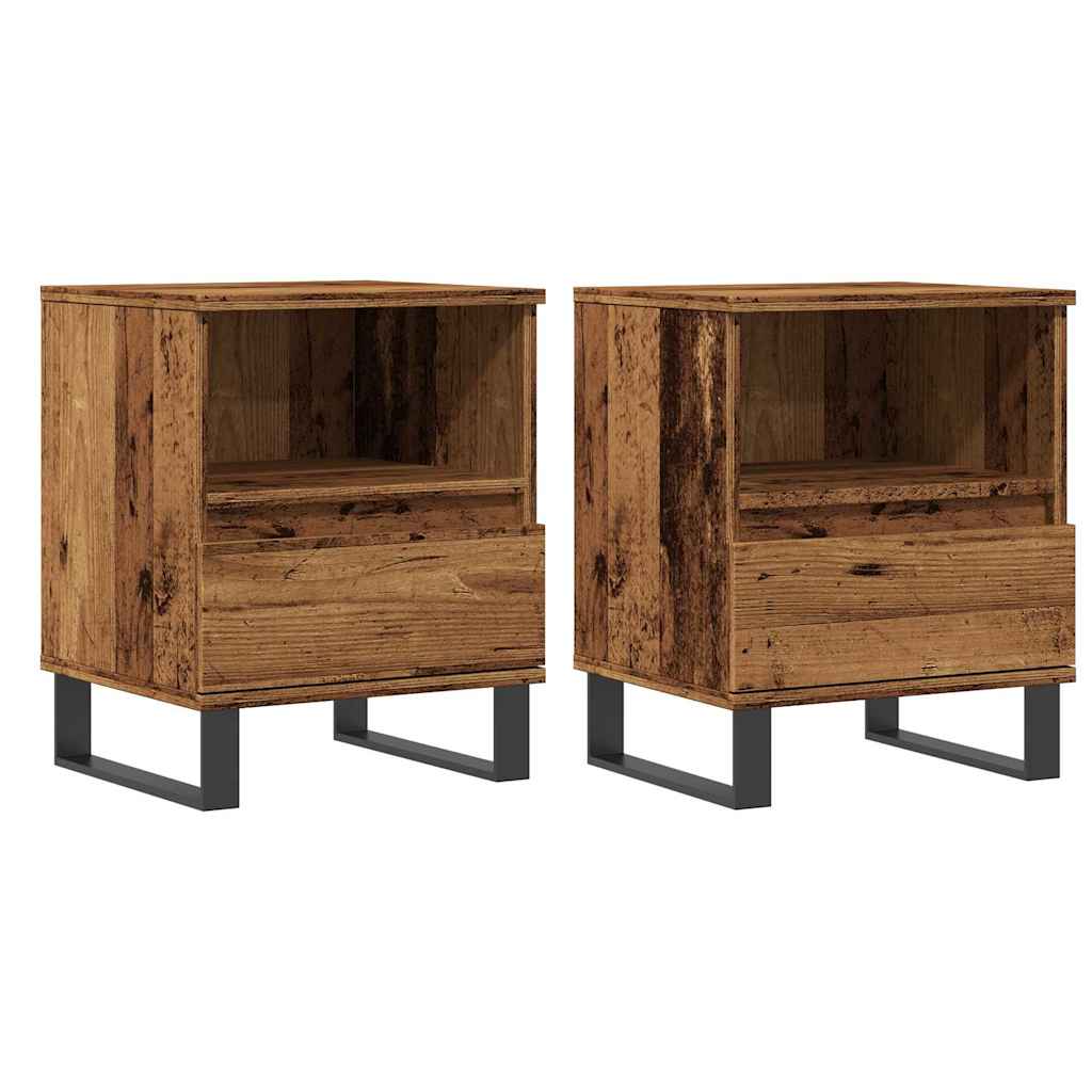 Tables de chevet 2 pcs vieux bois 40x35x50 cm bois d’ingénierie - XIOS