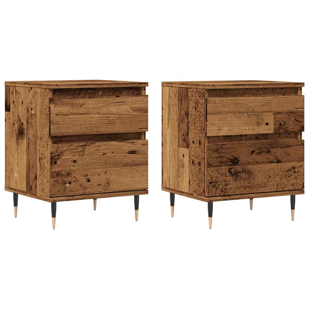 Tables de chevet 2 pcs vieux bois 40x35x50 cm bois d’ingénierie - XIOS