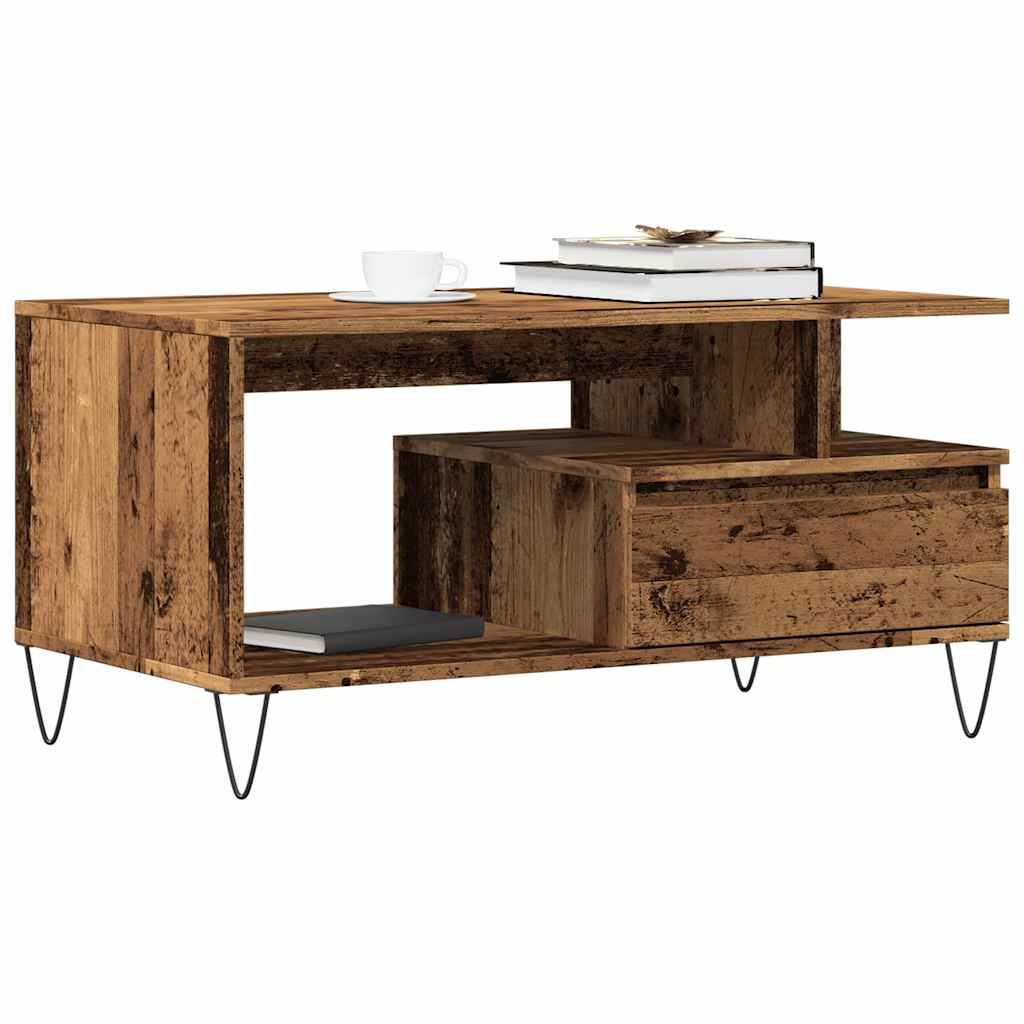 Table basse vieux bois 90x49x45 cm bois d'ingénierie XIOS