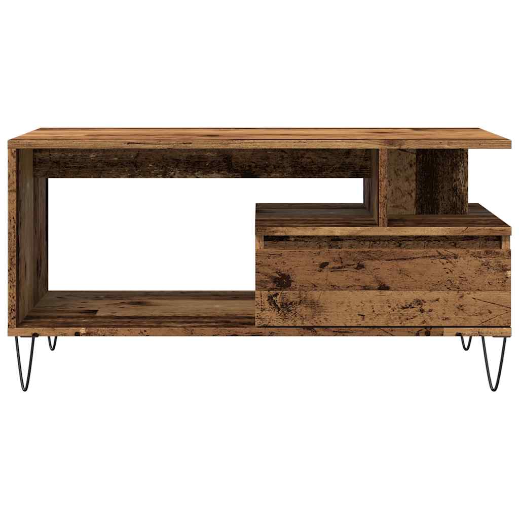 Table basse vieux bois 90x49x45 cm bois d'ingénierie XIOS