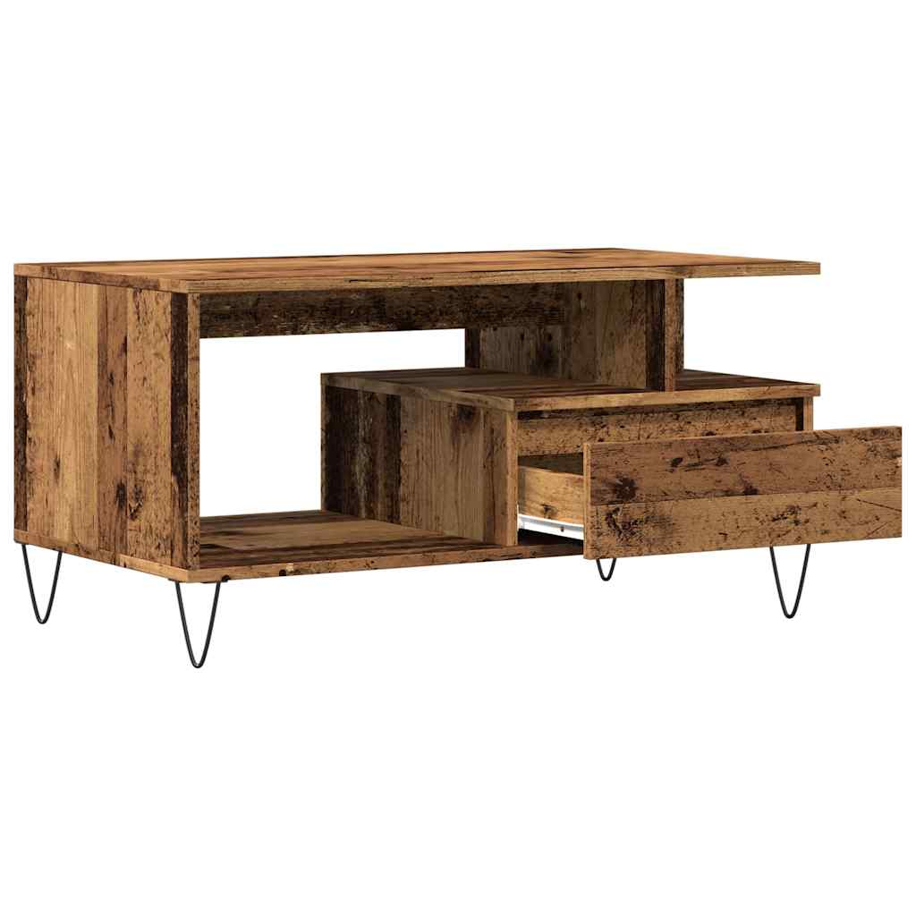 Table basse vieux bois 90x49x45 cm bois d'ingénierie XIOS