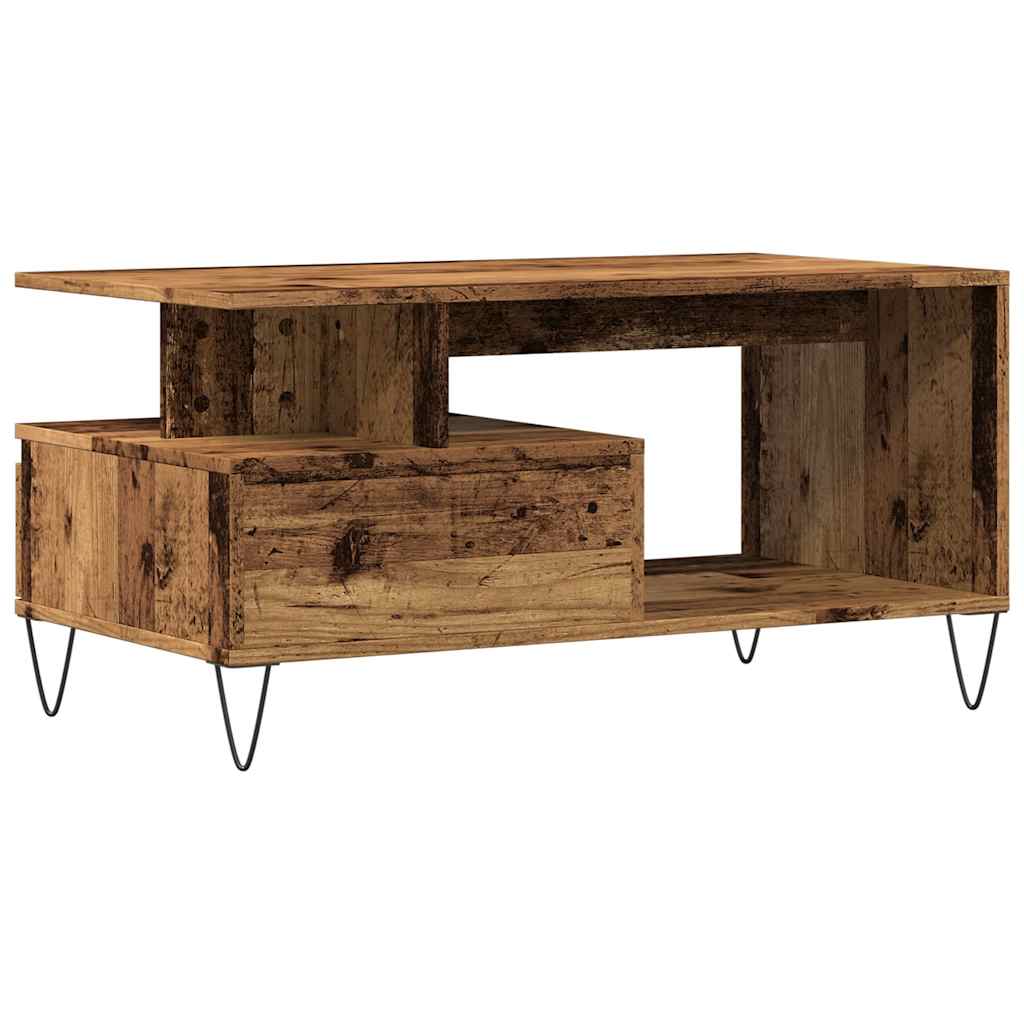 Table basse vieux bois 90x49x45 cm bois d'ingénierie XIOS