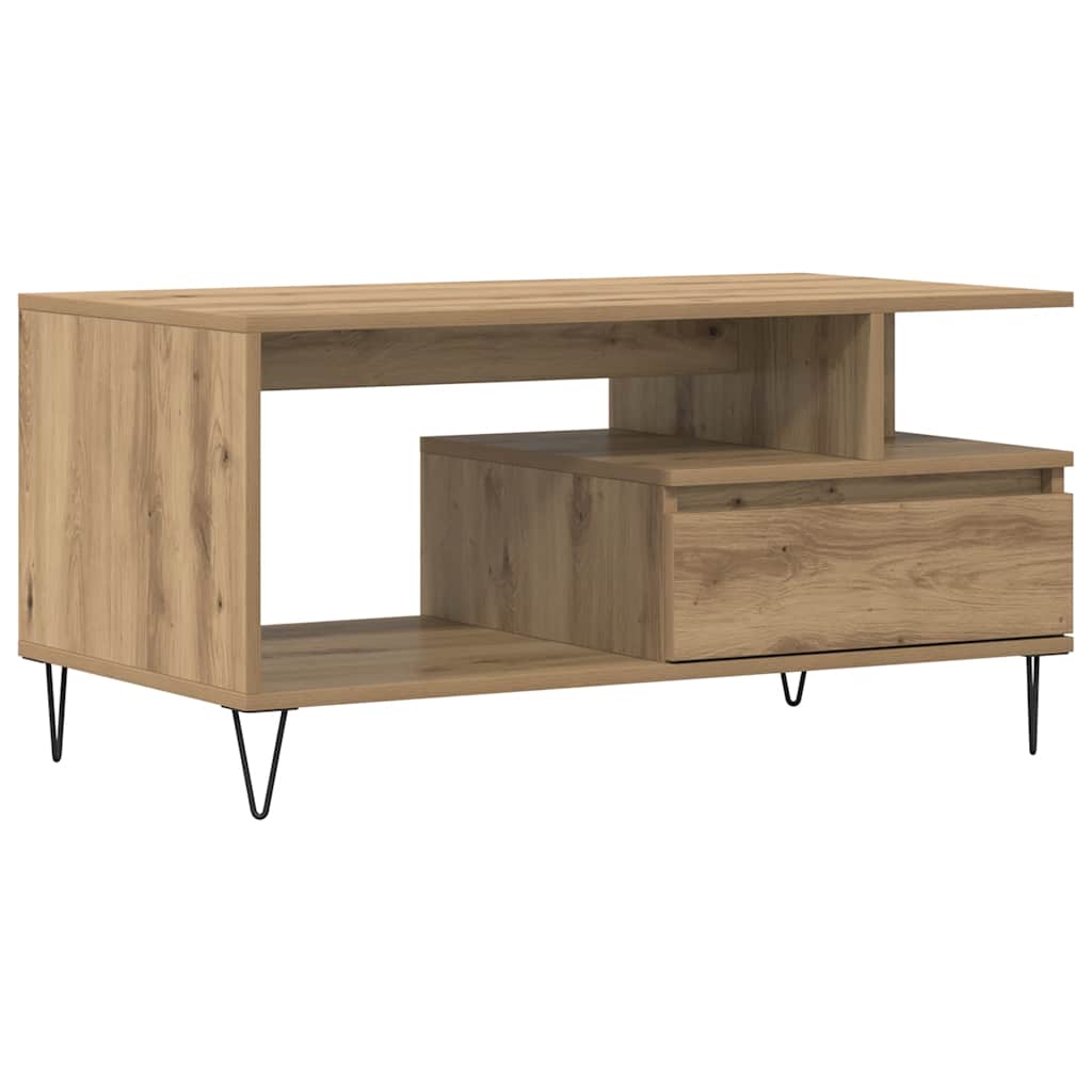 Table basse chêne artisanal 90x49x45 cm bois d'ingénierie - XIOS