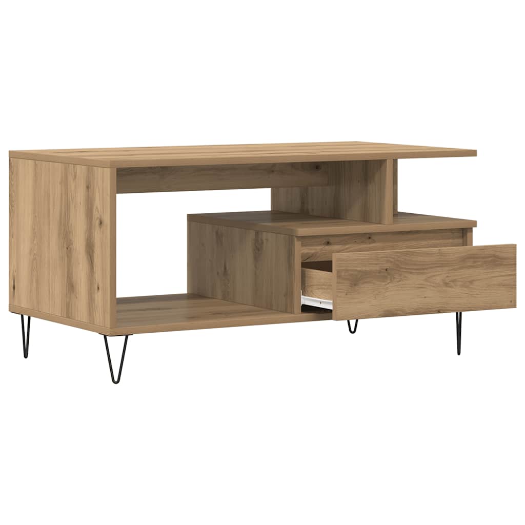 Table basse chêne artisanal 90x49x45 cm bois d'ingénierie - XIOS