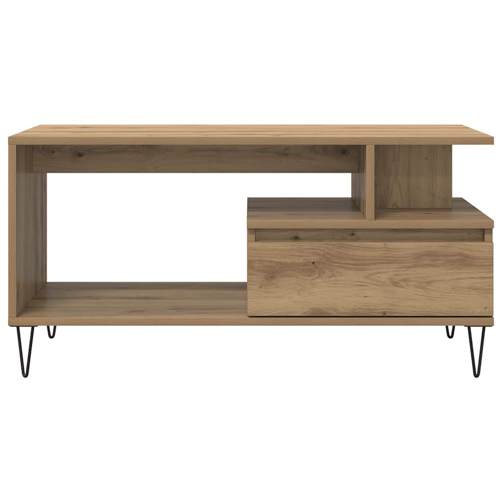 Table basse chêne artisanal 90x49x45 cm bois d'ingénierie - XIOS