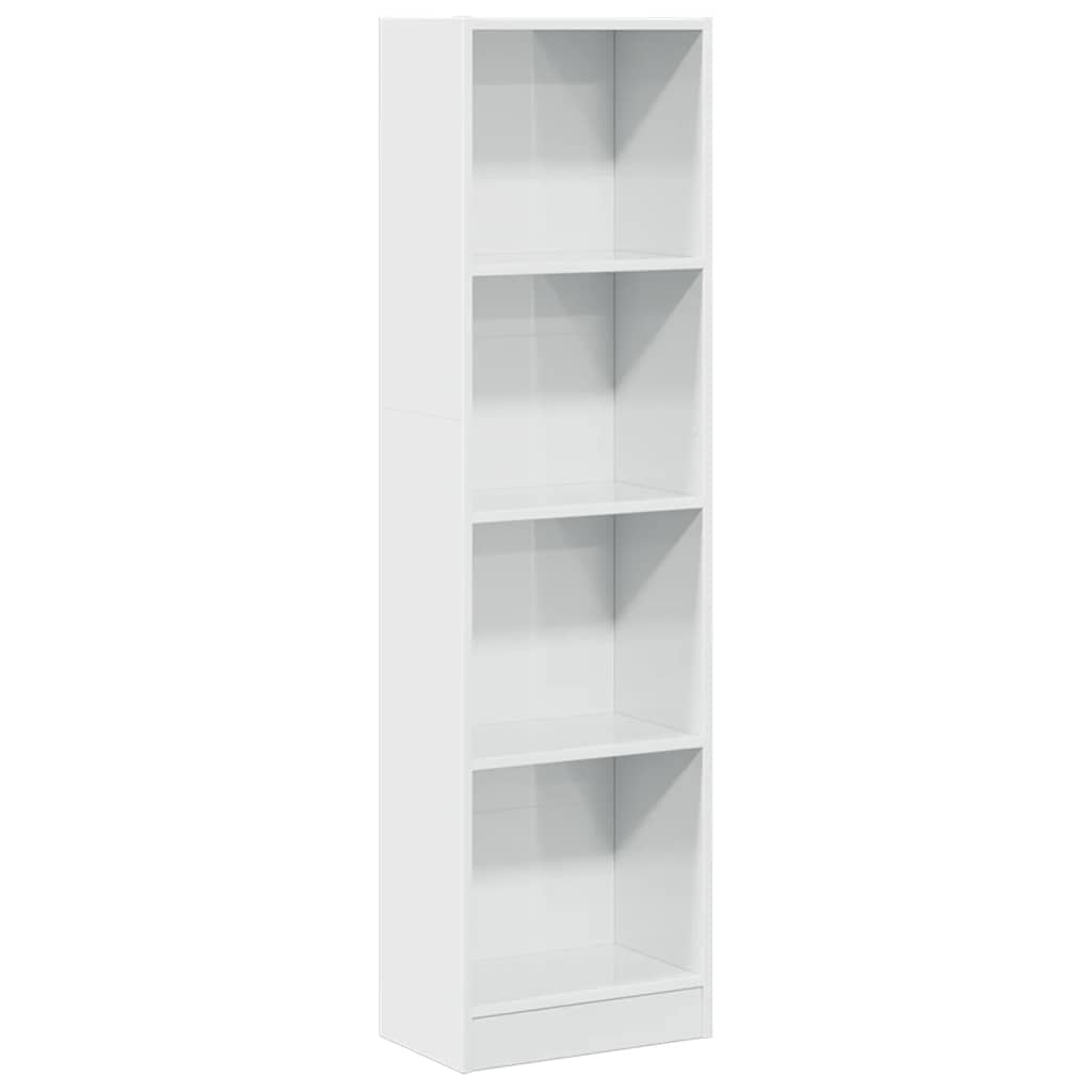 Bibliothèque blanc brillant 40x24x143 cm bois d'ingénierie - XIOS