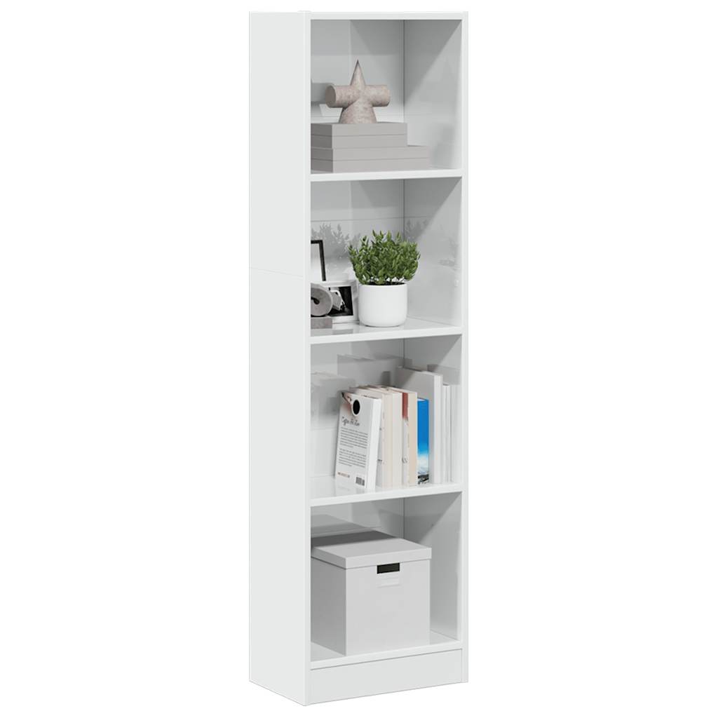 Bibliothèque blanc brillant 40x24x143 cm bois d'ingénierie - XIOS