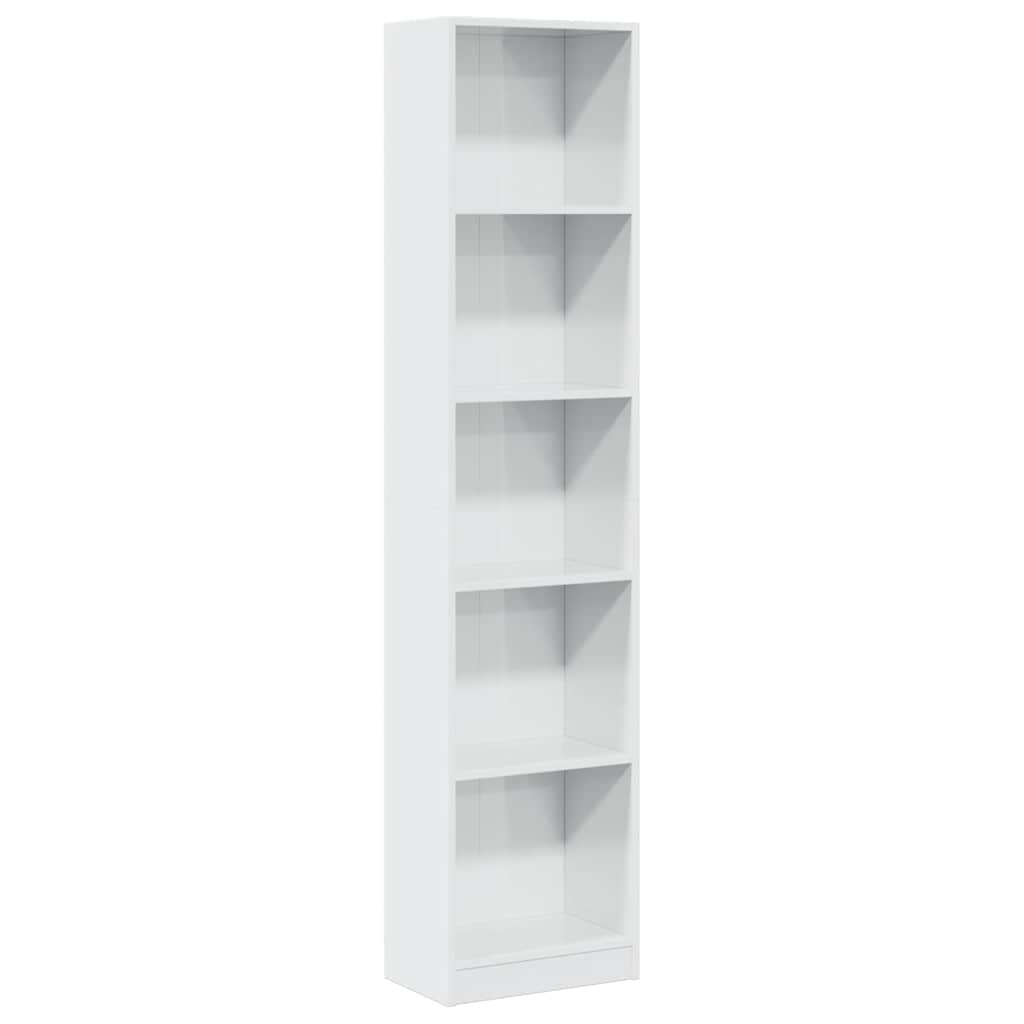 Bibliothèque blanc brillant 40x24x176 cm bois d'ingénierie - XIOS